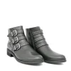 PieSanto Gorgeous Black Studded Buckle Ankle Boots