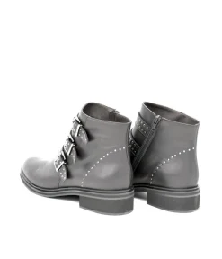 PieSanto Gorgeous Black Studded Buckle Ankle Boots