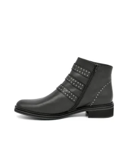 PieSanto Gorgeous Black Studded Buckle Ankle Boots