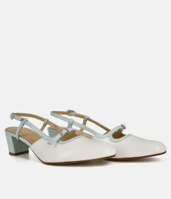 PieSanto Luxurious Pale Blue/White Block Heels
