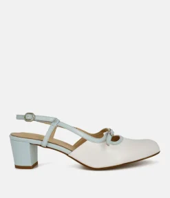 PieSanto Luxurious Pale Blue/White Block Heels