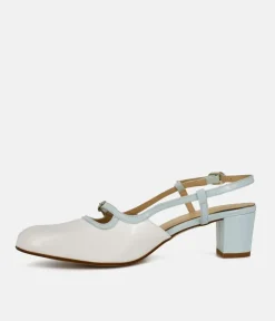 PieSanto Luxurious Pale Blue/White Block Heels
