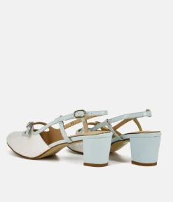 PieSanto Luxurious Pale Blue/White Block Heels