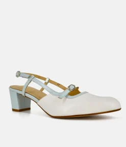 PieSanto Luxurious Pale Blue/White Block Heels