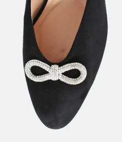 PieSanto Plush Black Suede Block Heel Slingbacks