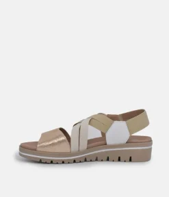 PieSanto Premium Beige Multi Wedge Sandals