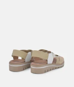 PieSanto Premium Beige Multi Wedge Sandals
