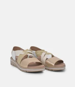 PieSanto Premium Beige Multi Wedge Sandals