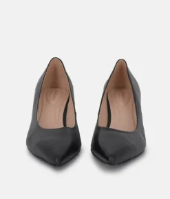 PieSanto Premium Black Leather Kitten Heels