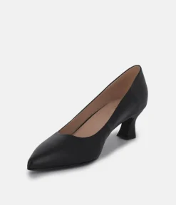 PieSanto Premium Black Leather Kitten Heels