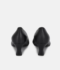 PieSanto Premium Black Leather Kitten Heels