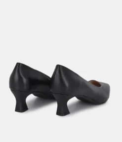 PieSanto Premium Black Leather Kitten Heels