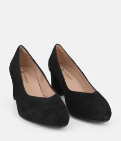 PieSanto Premium Black Suede Block Heels