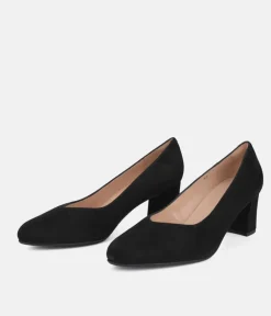 PieSanto Premium Black Suede Block Heels