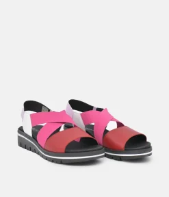 PieSanto Premium Pink Multi Wedge Sandals