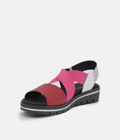 PieSanto Premium Pink Multi Wedge Sandals