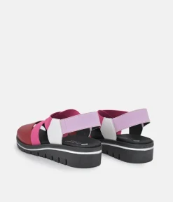 PieSanto Premium Pink Multi Wedge Sandals