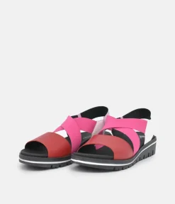 PieSanto Premium Pink Multi Wedge Sandals