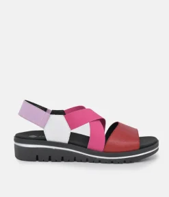 PieSanto Premium Pink Multi Wedge Sandals