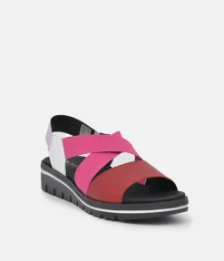 PieSanto Premium Pink Multi Wedge Sandals