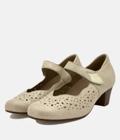 PieSanto Pretty Beige/Gold Mary Jane Style Shoes