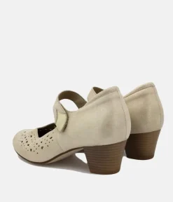 PieSanto Pretty Beige/Gold Mary Jane Style Shoes