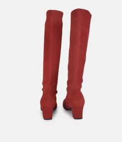 PieSanto Stunning Cherry Suede Long Boots