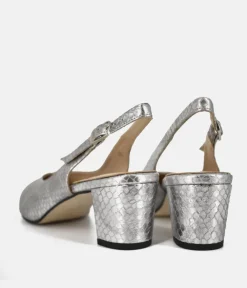 PieSanto Stunning Metallic Silver Slingback Heels