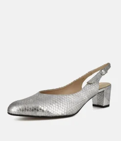 PieSanto Stunning Metallic Silver Slingback Heels