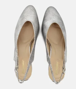 PieSanto Stunning Metallic Silver Slingback Heels
