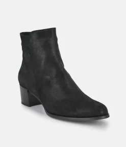 PieSanto Stylish Black Block Heel Ankle Boots