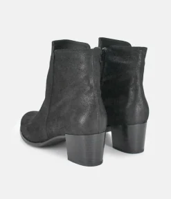 PieSanto Stylish Black Block Heel Ankle Boots