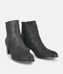 PieSanto Stylish Black Block Heel Ankle Boots