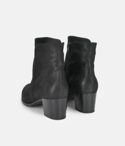 PieSanto Stylish Black Block Heel Ankle Boots