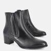 PieSanto Stylish Black Leather Ankle Boots