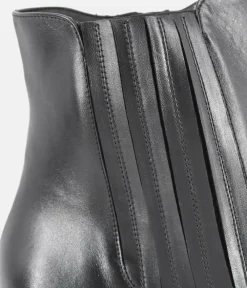 PieSanto Stylish Black Leather Ankle Boots