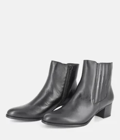 PieSanto Stylish Black Leather Ankle Boots