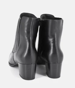 PieSanto Stylish Black Leather Ankle Boots