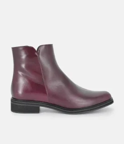 PieSanto Stylish Burgundy Leather Ankle Boots
