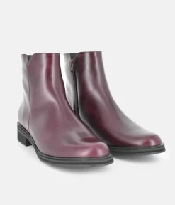PieSanto Stylish Burgundy Leather Ankle Boots