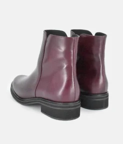 PieSanto Stylish Burgundy Leather Ankle Boots
