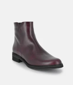 PieSanto Stylish Burgundy Leather Ankle Boots