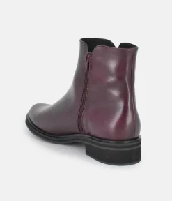 PieSanto Stylish Burgundy Leather Ankle Boots