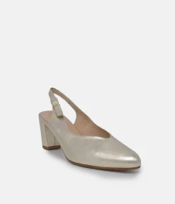 PieSanto Stylish Gold Slingback Heels