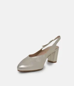 PieSanto Stylish Gold Slingback Heels