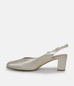 PieSanto Stylish Gold Slingback Heels