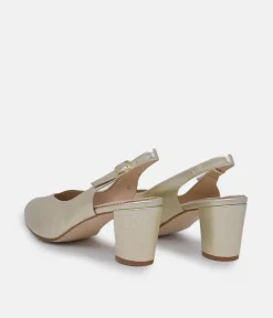 PieSanto Stylish Gold Slingback Heels