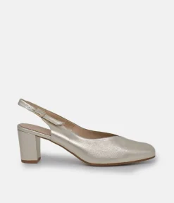 PieSanto Stylish Gold Slingback Heels