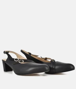 PieSanto Versatile Black Strappy Block Heels