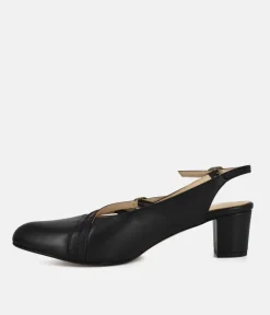 PieSanto Versatile Black Strappy Block Heels